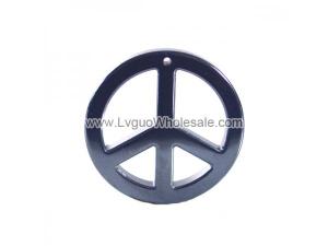 Hematite Peace Sign 36mm Pendant